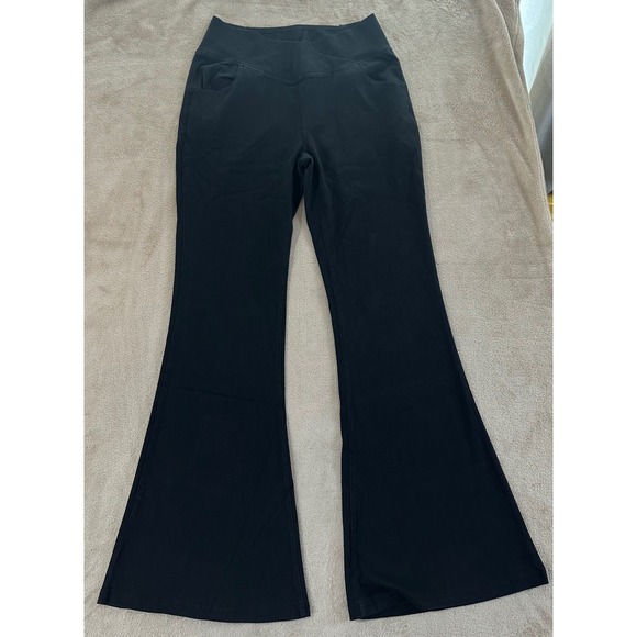 HALARA Pants - Halara Flex Denim Flare Pants Womens Large Tall Black High Waisted Crossover NEW